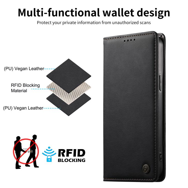 Custodia per telefono Dierfeng in pelle vegana con chiusura magnetica e protezione RFID in metallo., For iPhone XR, For iPhone XS Max, For iPhone 8 Plus / 7 Plus
