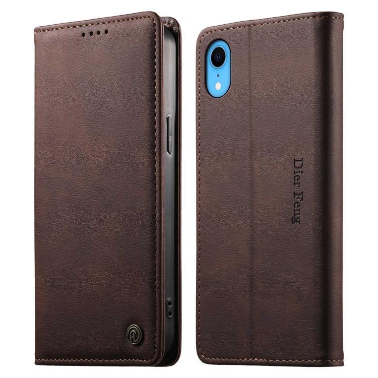 Custodia per telefono Dierfeng in pelle vegana con chiusura magnetica e protezione RFID in metallo., For iPhone XR, For iPhone XS Max, For iPhone 8 Plus / 7 Plus