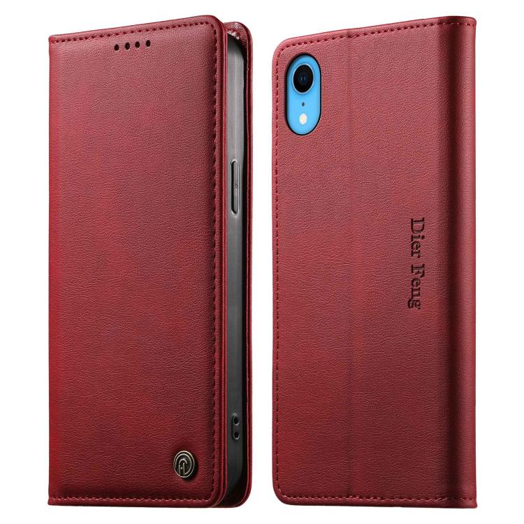 Custodia per telefono Dierfeng in pelle vegana con chiusura magnetica e protezione RFID in metallo., For iPhone XR, For iPhone XS Max, For iPhone 8 Plus / 7 Plus