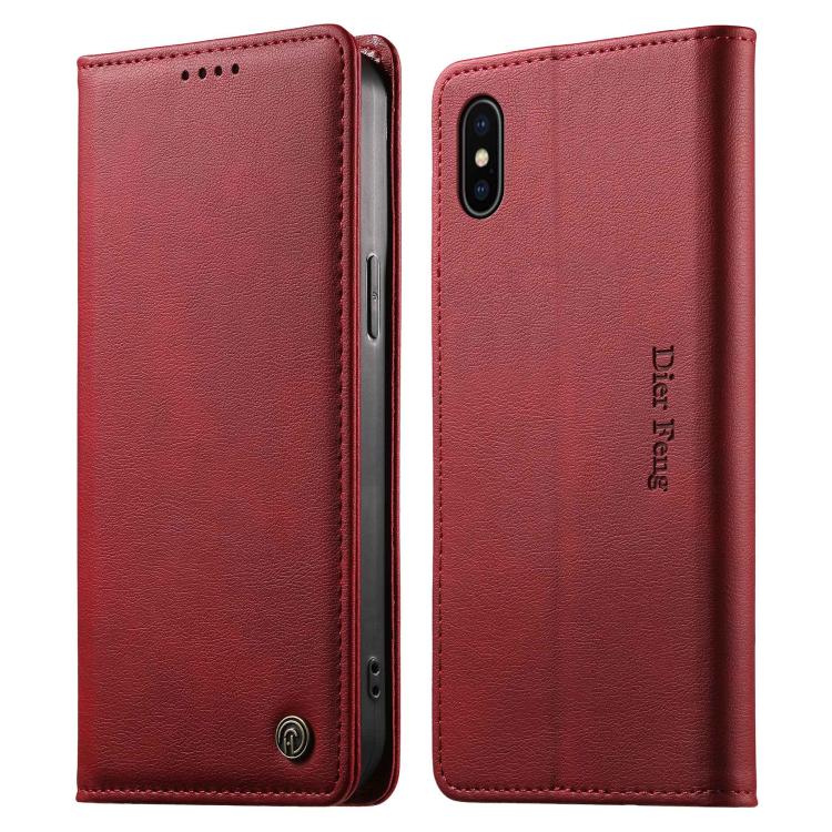 Custodia per telefono Dierfeng in pelle vegana con chiusura magnetica e protezione RFID in metallo., For iPhone XR, For iPhone XS Max, For iPhone 8 Plus / 7 Plus