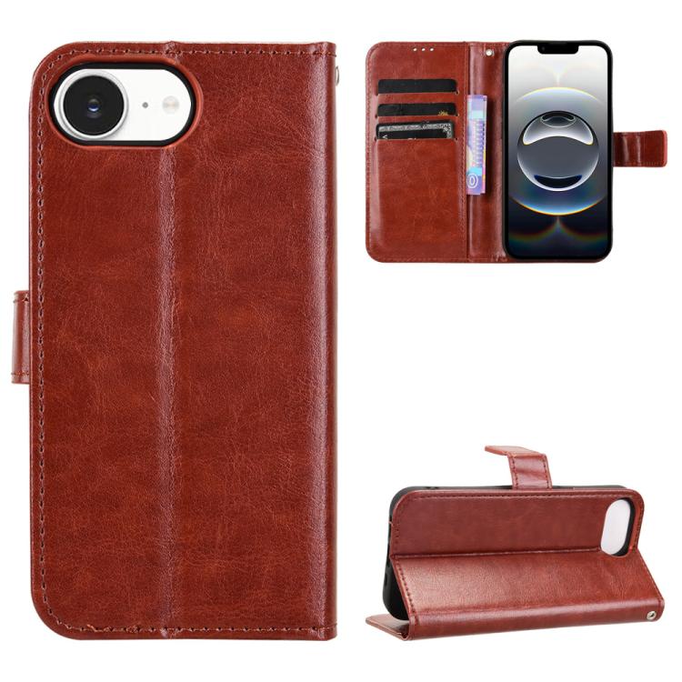 Custodia per telefono in ecopelle con texture Crazy Horse in stile retrò., For iPhone 17e / 16e