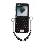 Custodia per telefono con clip laterale e bracciale, stile targhetta con motivo a rombi e chiusura a clip laterale., For Samsung Galaxy Z Flip6 5G / Flip7 FE, For Samsung Galaxy Z Flip7 5G, For Samsung Galaxy Z Flip5 5G