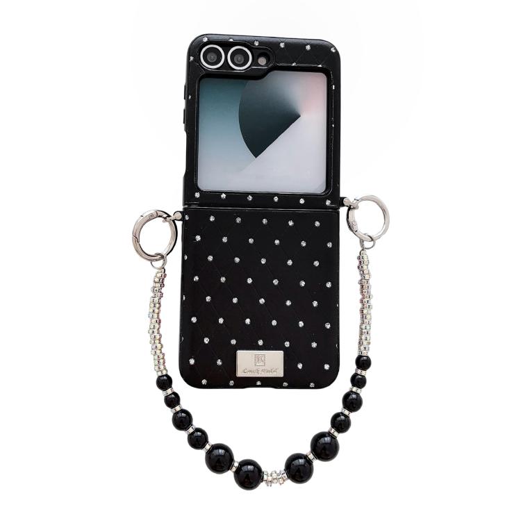 Custodia per telefono con clip laterale e bracciale, stile targhetta con motivo a rombi e chiusura a clip laterale., For Samsung Galaxy Z Flip6 5G / Flip7 FE, For Samsung Galaxy Z Flip7 5G, For Samsung Galaxy Z Flip5 5G