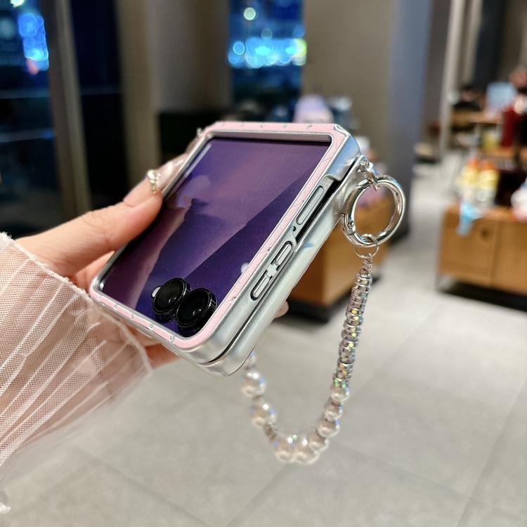 Custodia per telefono con clip laterale e bracciale, stile targhetta con motivo a rombi e chiusura a clip laterale., For Samsung Galaxy Z Flip6 5G / Flip7 FE, For Samsung Galaxy Z Flip7 5G, For Samsung Galaxy Z Flip5 5G