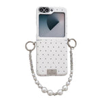 Custodia per telefono con clip laterale e bracciale, stile targhetta con motivo a rombi e chiusura a clip laterale., For Samsung Galaxy Z Flip6 5G / Flip7 FE, For Samsung Galaxy Z Flip7 5G, For Samsung Galaxy Z Flip5 5G