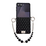 Custodia per telefono con clip laterale e bracciale, stile targhetta con motivo a rombi e chiusura a clip laterale., For Samsung Galaxy Z Flip6 5G / Flip7 FE, For Samsung Galaxy Z Flip7 5G, For Samsung Galaxy Z Flip5 5G
