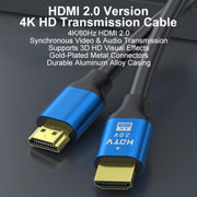 Cavo video HDTV HDMI 2.0 ad alta velocità 4K Ultra HD con connettori placcati in oro., 0.5m, 1m, 1.5m, 2m, 3m, 5m, 10m, 15m, 20m