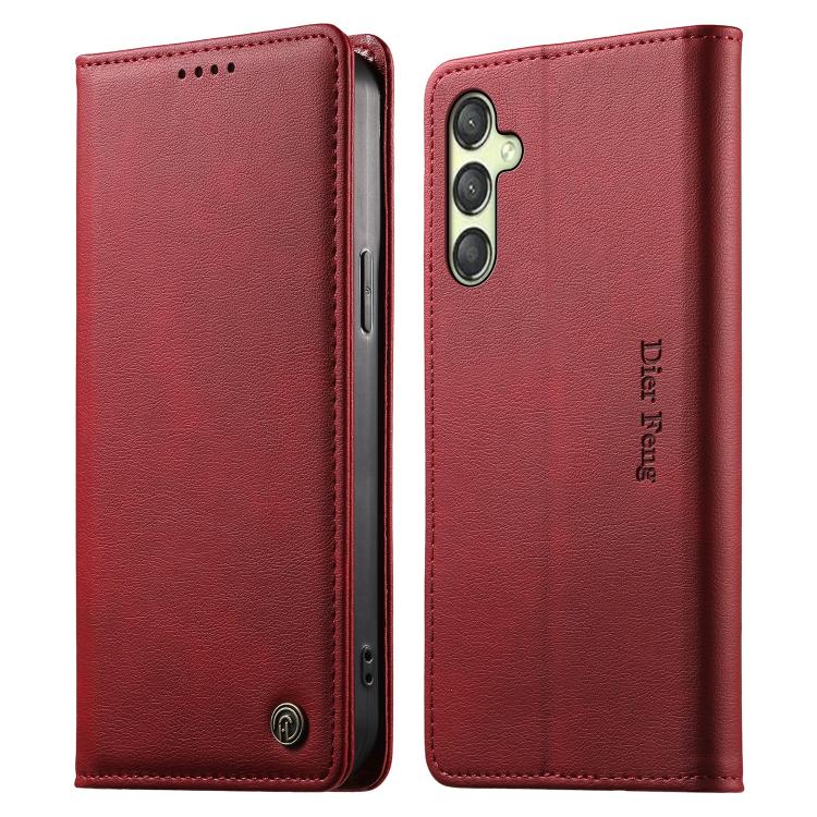 Custodia per telefono Dierfeng in pelle vegana con chiusura magnetica e protezione RFID in metallo., For Samsung Galaxy A25 5G Global, For Samsung Galaxy A24 4G, For Samsung Galaxy A14 4G / 5G, For Samsung Galaxy A34 5G