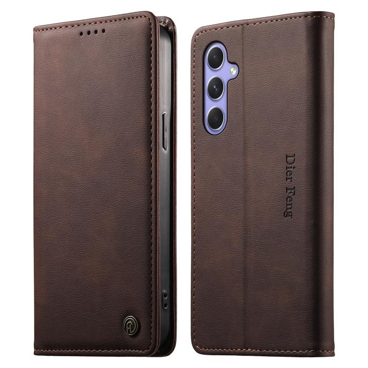 Custodia per telefono Dierfeng in pelle vegana con chiusura magnetica e protezione RFID in metallo., For Samsung Galaxy A54 5G