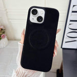 Custodia magnetica per telefono in policarbonato con finitura opaca effetto velluto e similpelle., For iPhone 15 Pro Max, For iPhone 15 Pro, For iPhone 14 Plus / 15 Plus, For iPhone 15
