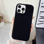 Custodia per telefono in policarbonato con finitura opaca effetto velluto e pelle vegana., For iPhone 16 Pro Max, For iPhone 16 Pro, For iPhone 16 Plus, For iPhone 16