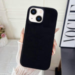 Custodia per telefono in policarbonato con finitura opaca effetto velluto e pelle vegana., For iPhone 15 Pro Max, For iPhone 15 Pro, For iPhone 14 Plus / 15 Plus, For iPhone 15