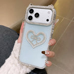 Cover per telefono IMD con orecchie di gatto galvanizzate, strass su entrambi i lati e glitter., For iPhone 17 Pro Max, For iPhone 17 Pro, For iPhone 17, For iPhone Air
