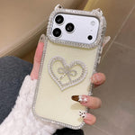 Cover per telefono IMD con orecchie di gatto galvanizzate, strass su entrambi i lati e glitter., For iPhone 17 Pro Max, For iPhone 17 Pro, For iPhone 17, For iPhone Air