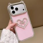 Cover per telefono IMD con orecchie di gatto galvanizzate, strass su entrambi i lati e glitter., For iPhone 17 Pro Max, For iPhone 17 Pro, For iPhone 17, For iPhone Air