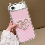 Cover per telefono IMD con orecchie di gatto galvanizzate, strass su entrambi i lati e glitter., For iPhone 17 Pro Max, For iPhone 17 Pro, For iPhone 17, For iPhone Air