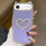 Cover per telefono IMD con orecchie di gatto galvanizzate, strass su entrambi i lati e glitter., For iPhone 17 Pro Max, For iPhone 17 Pro, For iPhone 17, For iPhone Air