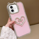 Cover per telefono IMD con orecchie di gatto galvanizzate, strass su entrambi i lati e glitter., For iPhone 16 Pro Max, For iPhone 16 Pro, For iPhone 16 Plus, For iPhone 16