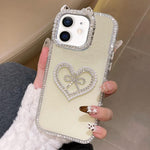 Cover per telefono IMD con orecchie di gatto galvanizzate, strass su entrambi i lati e glitter., For iPhone 13 Pro Max, For iPhone 13 Pro, For iPhone 13, For iPhone 12