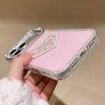 Cover per telefono IMD con orecchie di gatto galvanizzate, strass su entrambi i lati e glitter., For iPhone 14 Plus, For iPhone 14, For iPhone 14 Pro, For iPhone 14 Pro Max