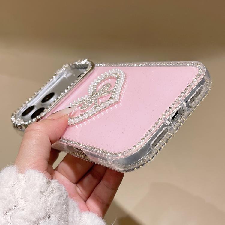 Cover per telefono IMD con orecchie di gatto galvanizzate, strass su entrambi i lati e glitter., For iPhone 12 Pro Max, For iPhone 12 Pro