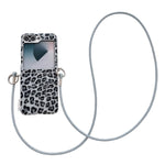 Custodia per telefono con stampa leopardata argentata, chiusura laterale e cinturino da polso fai-da-te., For Samsung Galaxy Z Flip6 5G / Flip7 FE, For Samsung Galaxy Z Flip7 5G, For Samsung Galaxy Z Flip5 5G