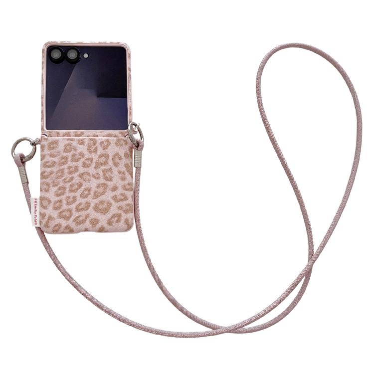 Custodia per telefono con stampa leopardata argentata, chiusura laterale e cinturino da polso fai-da-te., For Samsung Galaxy Z Flip6 5G / Flip7 FE, For Samsung Galaxy Z Flip7 5G, For Samsung Galaxy Z Flip5 5G