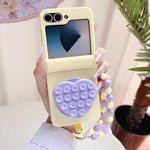 Custodia per telefono con doppio magnete centrale a forma di cuore di macaron e cinturino., For Samsung Galaxy Z Flip6 5G / Flip7 FE, For Samsung Galaxy Z Flip7 5G, For Samsung Galaxy Z Flip5 5G