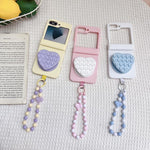 Custodia per telefono con doppio magnete centrale a forma di cuore di macaron e cinturino., For Samsung Galaxy Z Flip6 5G / Flip7 FE, For Samsung Galaxy Z Flip7 5G, For Samsung Galaxy Z Flip5 5G