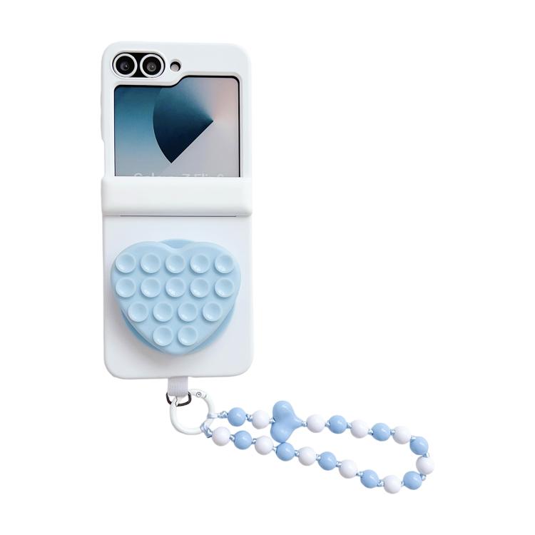 Custodia per telefono con doppio magnete centrale a forma di cuore di macaron e cinturino., For Samsung Galaxy Z Flip6 5G / Flip7 FE, For Samsung Galaxy Z Flip7 5G, For Samsung Galaxy Z Flip5 5G