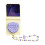 Custodia per telefono con doppio magnete centrale a forma di cuore di macaron e cinturino., For Samsung Galaxy Z Flip6 5G / Flip7 FE, For Samsung Galaxy Z Flip7 5G, For Samsung Galaxy Z Flip5 5G