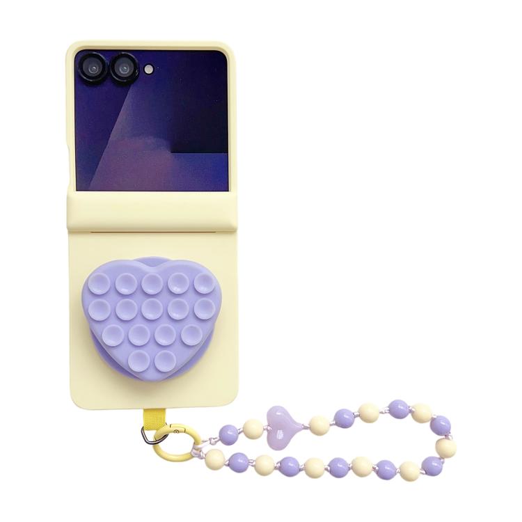 Custodia per telefono con doppio magnete centrale a forma di cuore di macaron e cinturino., For Samsung Galaxy Z Flip6 5G / Flip7 FE, For Samsung Galaxy Z Flip7 5G, For Samsung Galaxy Z Flip5 5G