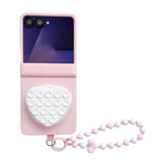 Custodia per telefono con doppio magnete centrale a forma di cuore di macaron e cinturino., For Samsung Galaxy Z Flip6 5G / Flip7 FE, For Samsung Galaxy Z Flip7 5G, For Samsung Galaxy Z Flip5 5G