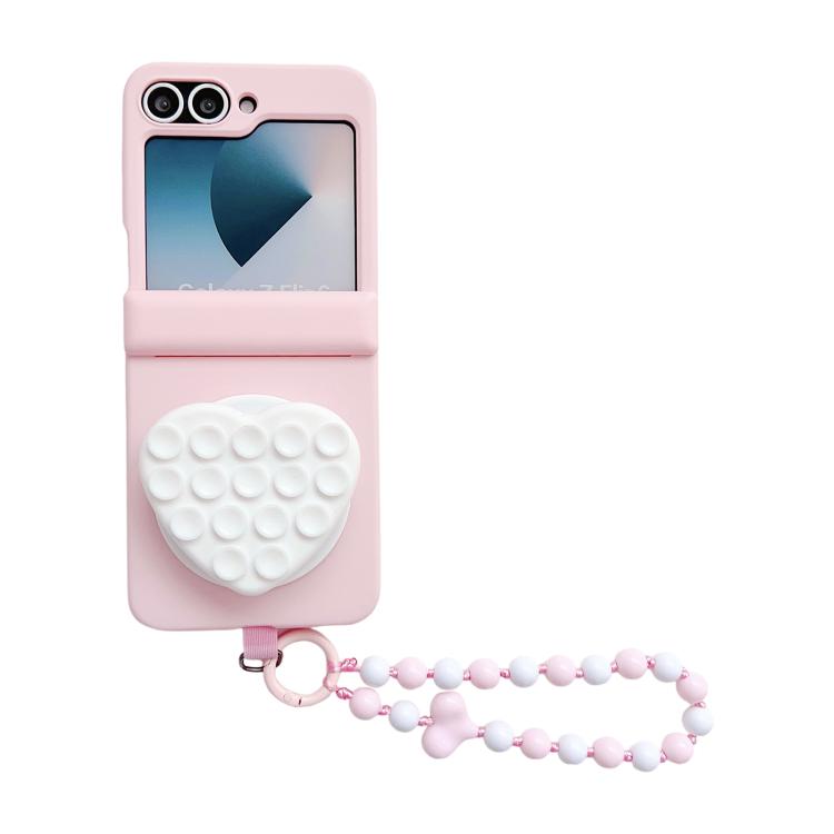 Custodia per telefono con doppio magnete centrale a forma di cuore di macaron e cinturino., For Samsung Galaxy Z Flip6 5G / Flip7 FE, For Samsung Galaxy Z Flip7 5G, For Samsung Galaxy Z Flip5 5G