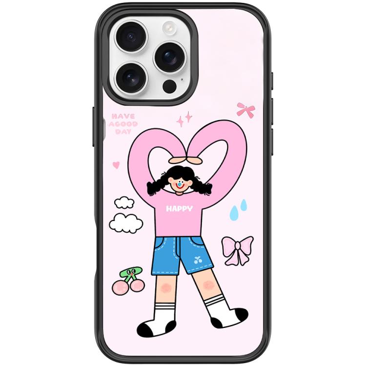 Adorabile custodia magnetica per telefono con motivo a cuori e doppia coda di cavallo., For iPhone 16 Pro Max, For iPhone 16 Pro, For iPhone 16 Plus, For iPhone 16