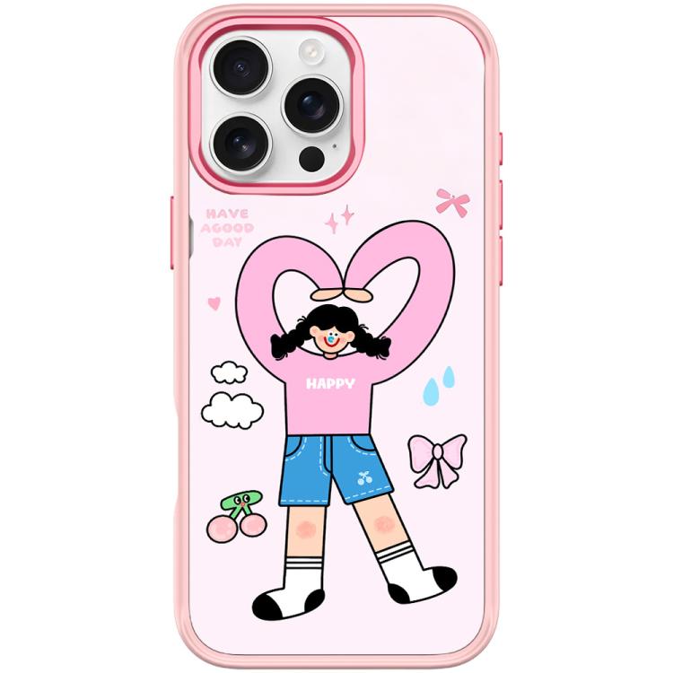 Adorabile custodia magnetica per telefono con motivo a cuori e doppia coda di cavallo., For iPhone 16 Pro Max, For iPhone 16 Pro, For iPhone 16 Plus, For iPhone 16