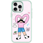 Adorabile custodia magnetica per telefono con motivo a cuori e doppia coda di cavallo., For iPhone 16 Pro Max, For iPhone 16 Pro, For iPhone 16 Plus, For iPhone 16