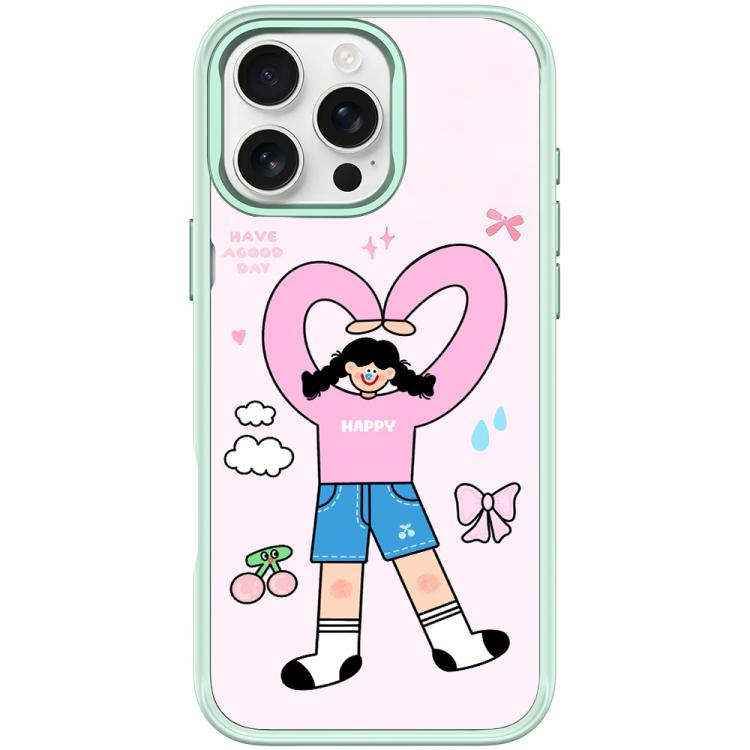 Adorabile custodia magnetica per telefono con motivo a cuori e doppia coda di cavallo., For iPhone 16 Pro Max, For iPhone 16 Pro, For iPhone 16 Plus, For iPhone 16