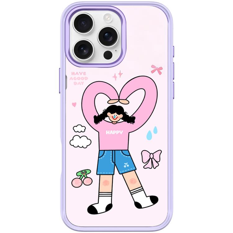 Adorabile custodia magnetica per telefono con motivo a cuori e doppia coda di cavallo., For iPhone 16 Pro Max, For iPhone 16 Pro, For iPhone 16 Plus, For iPhone 16