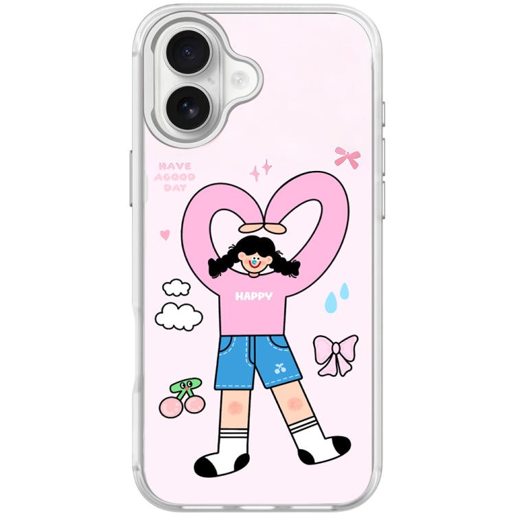 Adorabile custodia magnetica per telefono con motivo a cuori e doppia coda di cavallo., For iPhone 16 Pro Max, For iPhone 16 Pro, For iPhone 16 Plus, For iPhone 16