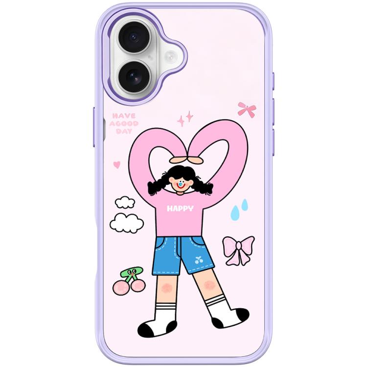 Adorabile custodia magnetica per telefono con motivo a cuori e doppia coda di cavallo., For iPhone 16 Pro Max, For iPhone 16 Pro, For iPhone 16 Plus, For iPhone 16