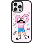Adorabile custodia magnetica per telefono con motivo a cuori e doppia coda di cavallo., For iPhone 15 Pro Max, For iPhone 15 Pro
