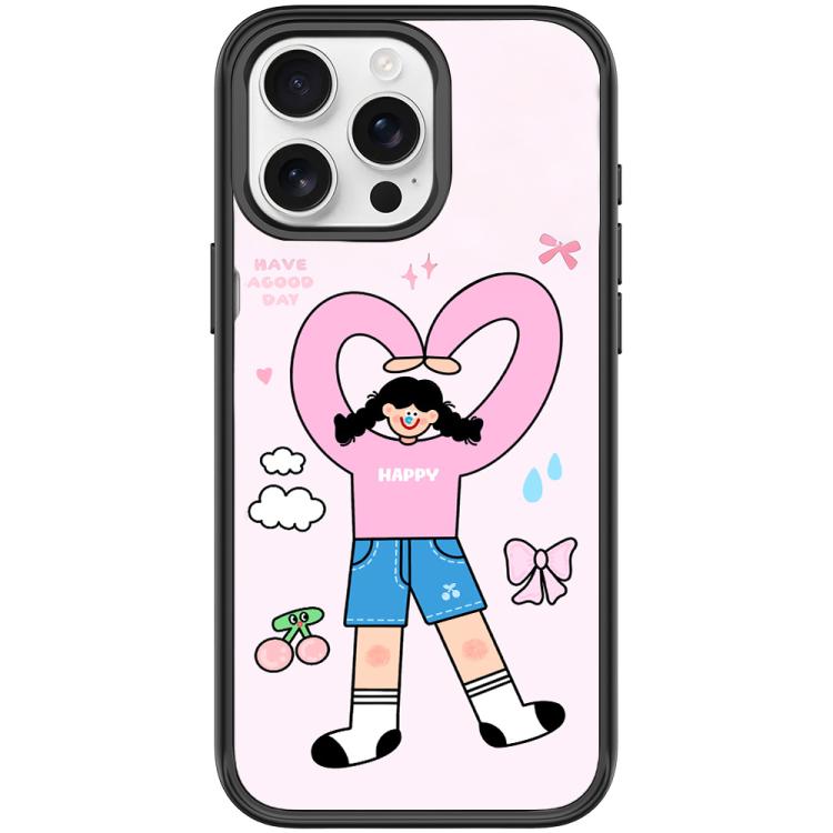 Adorabile custodia magnetica per telefono con motivo a cuori e doppia coda di cavallo., For iPhone 15 Pro Max, For iPhone 15 Pro