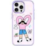Adorabile custodia magnetica per telefono con motivo a cuori e doppia coda di cavallo., For iPhone 15 Pro Max, For iPhone 15 Pro