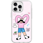 Adorabile custodia magnetica per telefono con motivo a cuori e doppia coda di cavallo., For iPhone 15 Pro Max, For iPhone 15 Pro