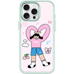 Adorabile custodia magnetica per telefono con motivo a cuori e doppia coda di cavallo., For iPhone 15 Pro Max, For iPhone 15 Pro