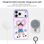 Adorabile custodia magnetica per telefono con motivo a cuori e doppia coda di cavallo., For iPhone 17 Pro Max, For iPhone 17 Pro, For iPhone 17, For iPhone Air