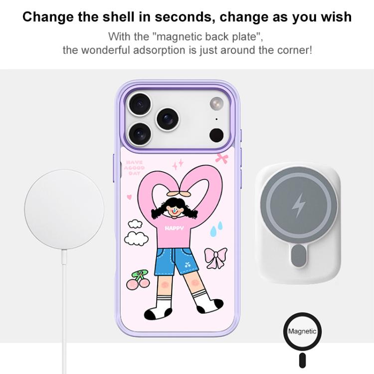 Adorabile custodia magnetica per telefono con motivo a cuori e doppia coda di cavallo., For iPhone 17 Pro Max, For iPhone 17 Pro, For iPhone 17, For iPhone Air