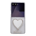 Custodia per telefono in PC della serie Glitter Stardust con supporto a forma di cuore, For Samsung Galaxy Z Flip7 5G