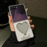 Custodia per telefono in PC della serie Glitter Stardust con supporto a forma di cuore, For Samsung Galaxy Z Flip7 5G